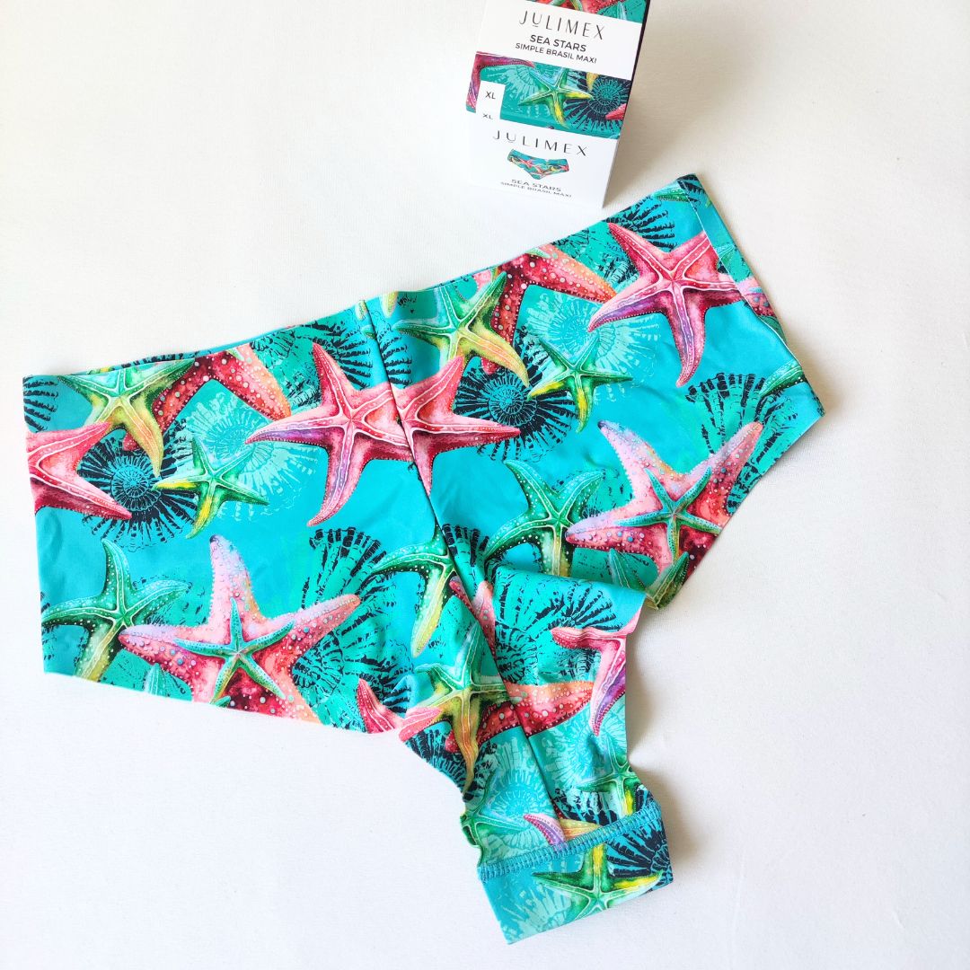 Ryškaus rašto brazilian kelnaitės Sea Stars, aukštas juosmuo (M-XL)