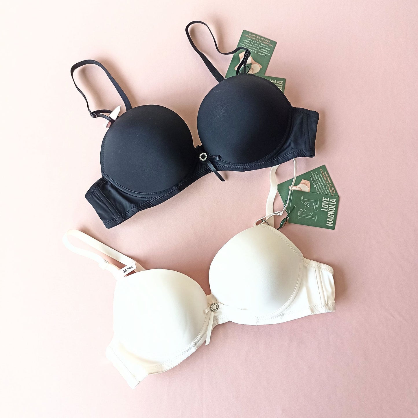Lygi liemenėlė su silikono push-up, juoda (80B/C)