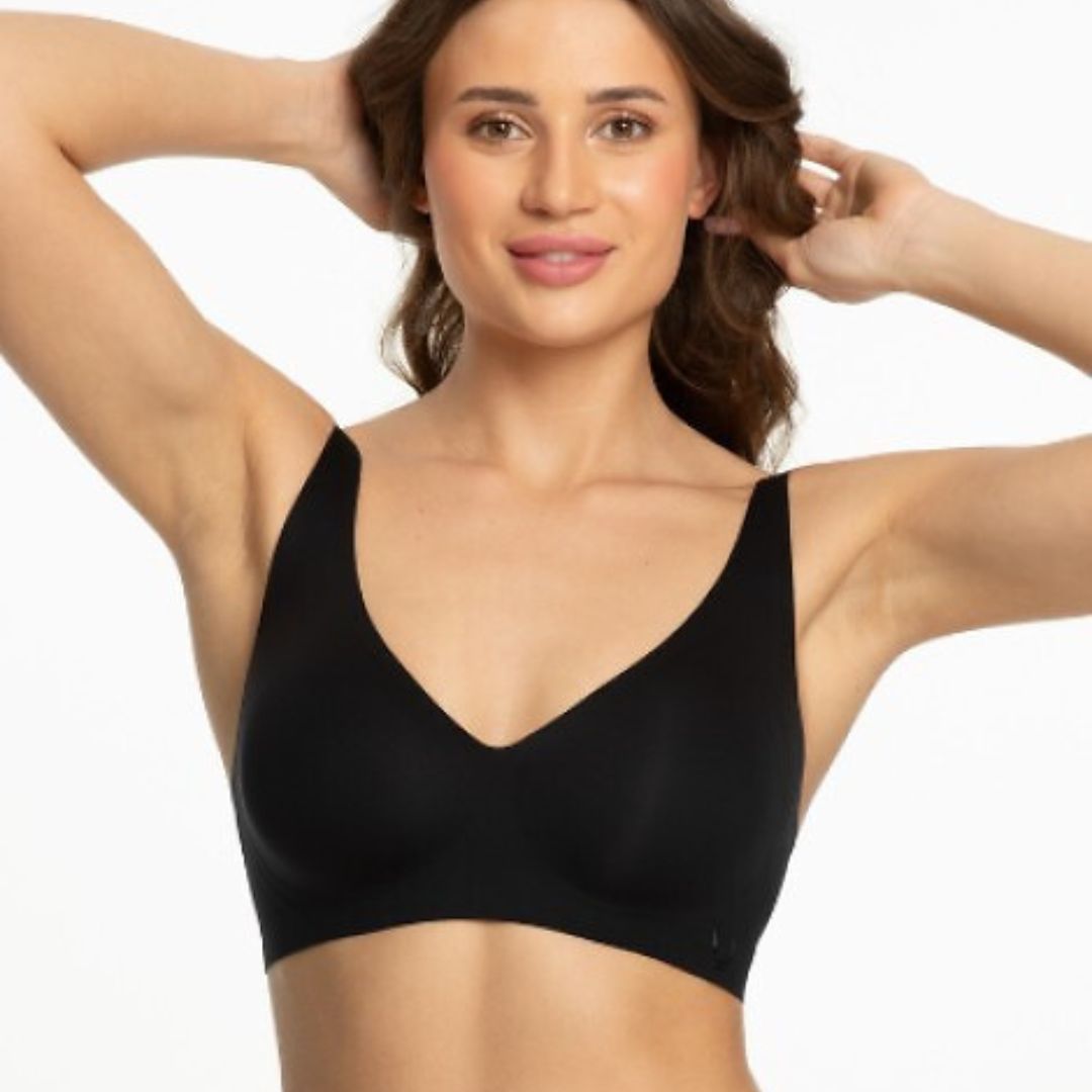 JELLY BRA basic liemenėlė - braletė be lankelių, kūno, juoda spalvos (S-XL)