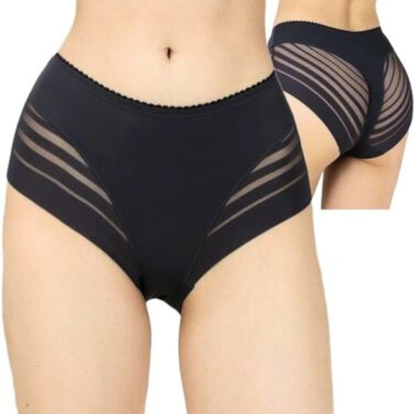 Elastingos patogios kelnaitės su tinkliuku, juoda (L-XXL)