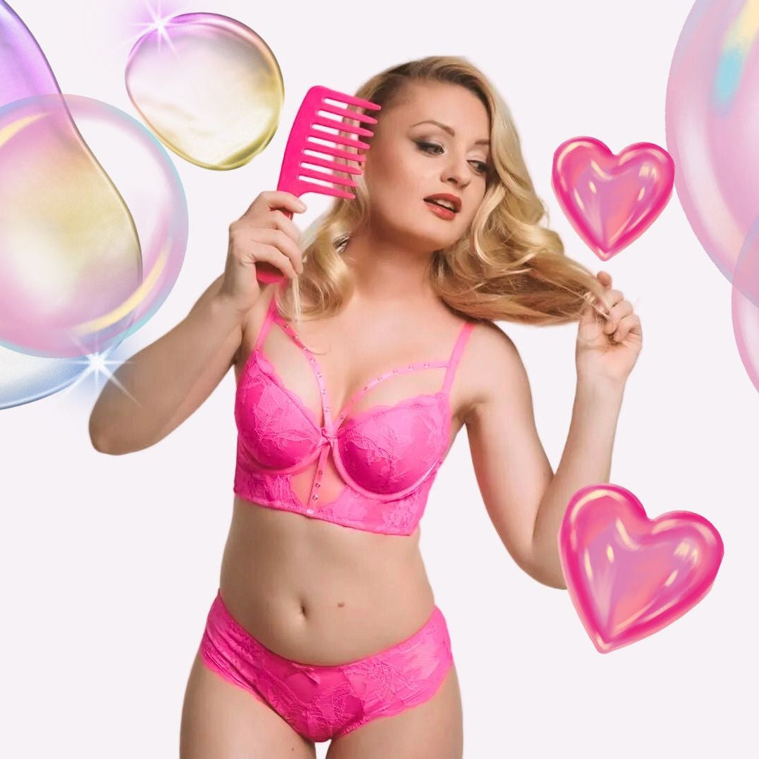 Liemenėlė - braletė su push up ir derančios kelnaitės ar stringai, juoda (75-85B/M-5XL)
