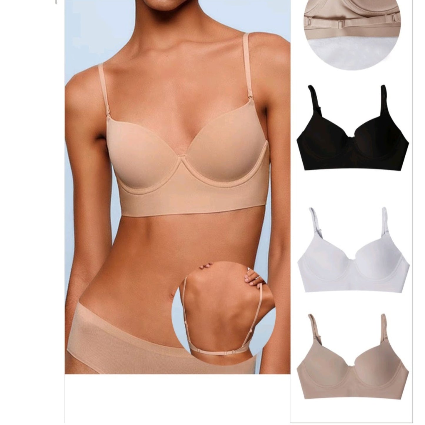 Sportinio tipo lygi liemenėlė atvira nugara, kūno (M/XL)