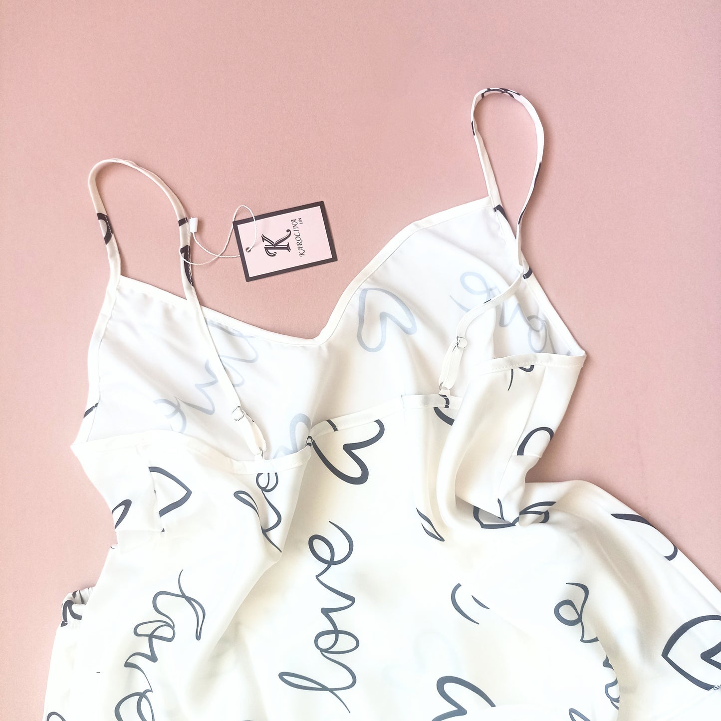 Švelni dviejų dalių pižama, satinas, pieno balta (L-XL)