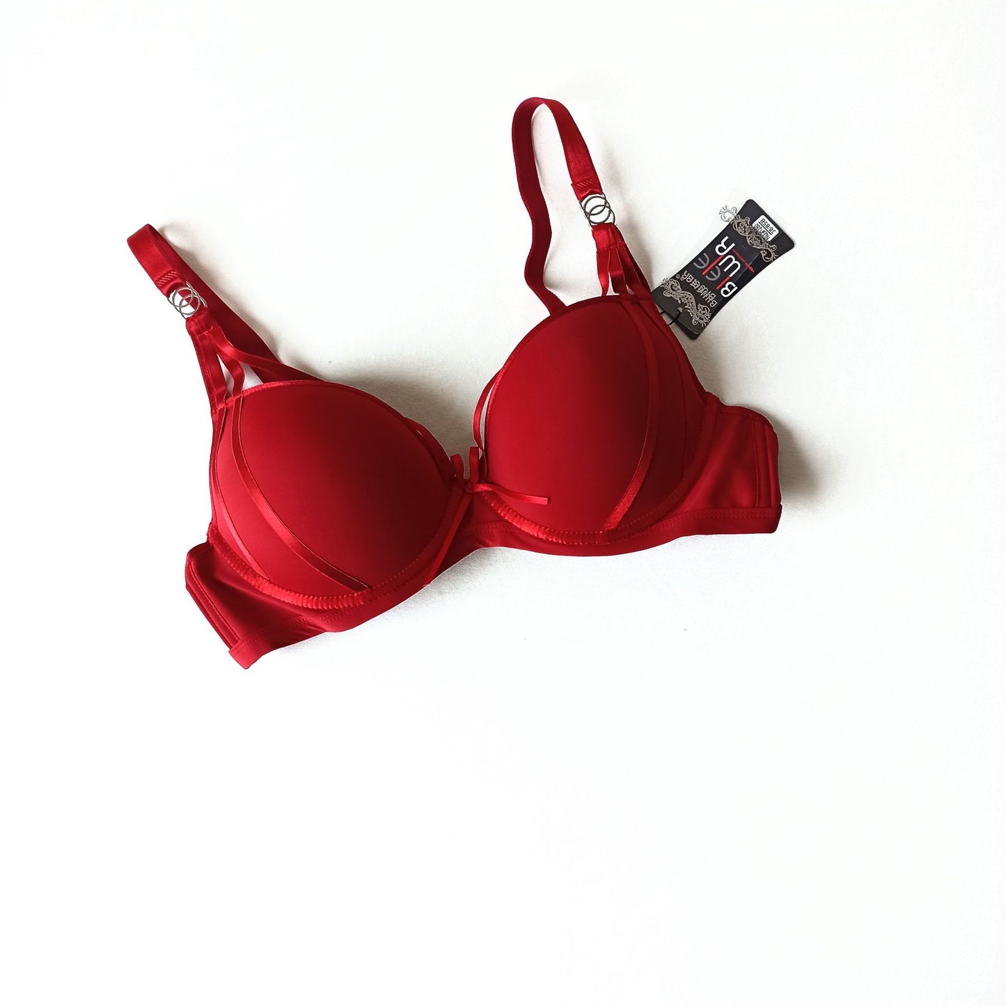 Seksuali liemenėlė su juostelėmis priekyje, bordo (75-85B)
