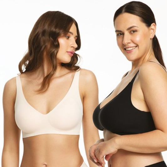 JELLY BRA basic liemenėlė - braletė be lankelių, kūno, juoda spalvos (S-XL)