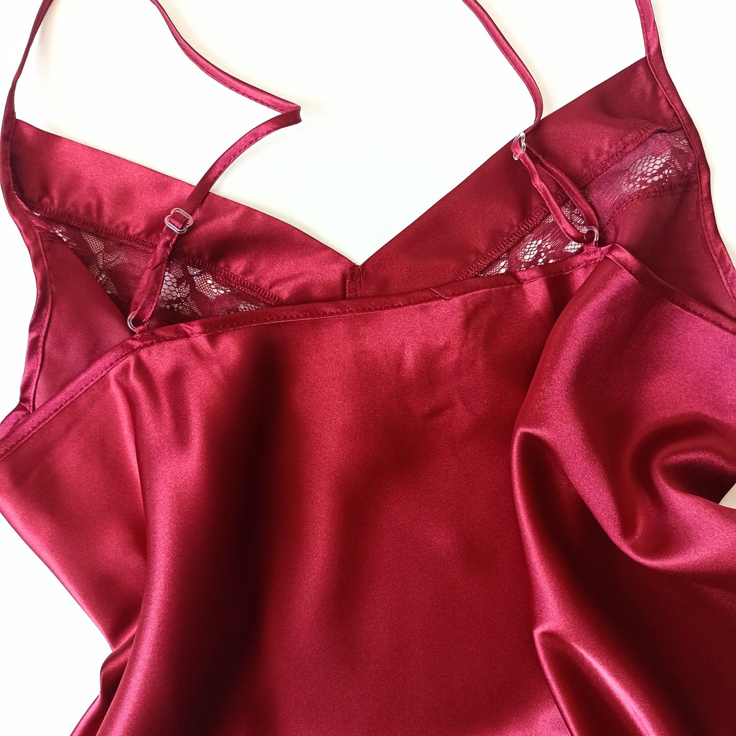 Atlasinė didesnio dydžio pižama, bordo (XXL-3XL)