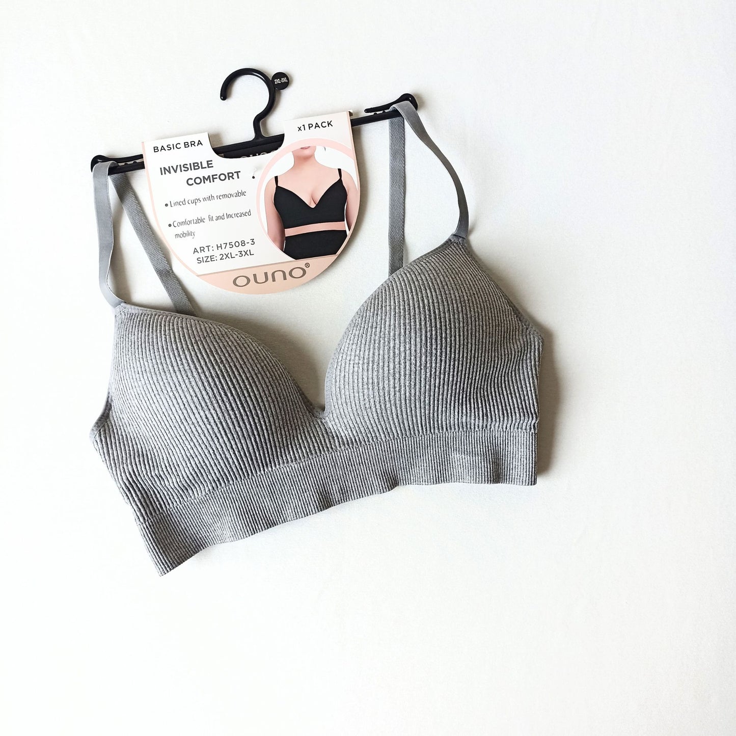 Sportinė liemenėlė su pastandintais kaušeliais, pilka (2/5XL)