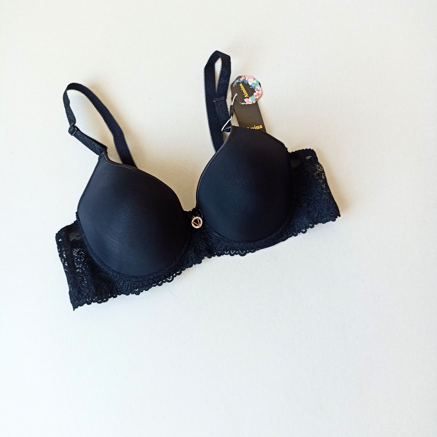 Stilinga lygi push-up liemenėlė, juoda (95-100D)
