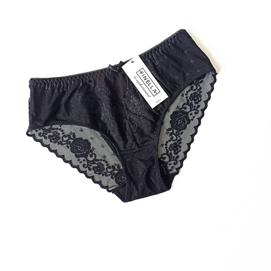 Medvilninės kelnaitės su nėriniais, juodos (L-XL)