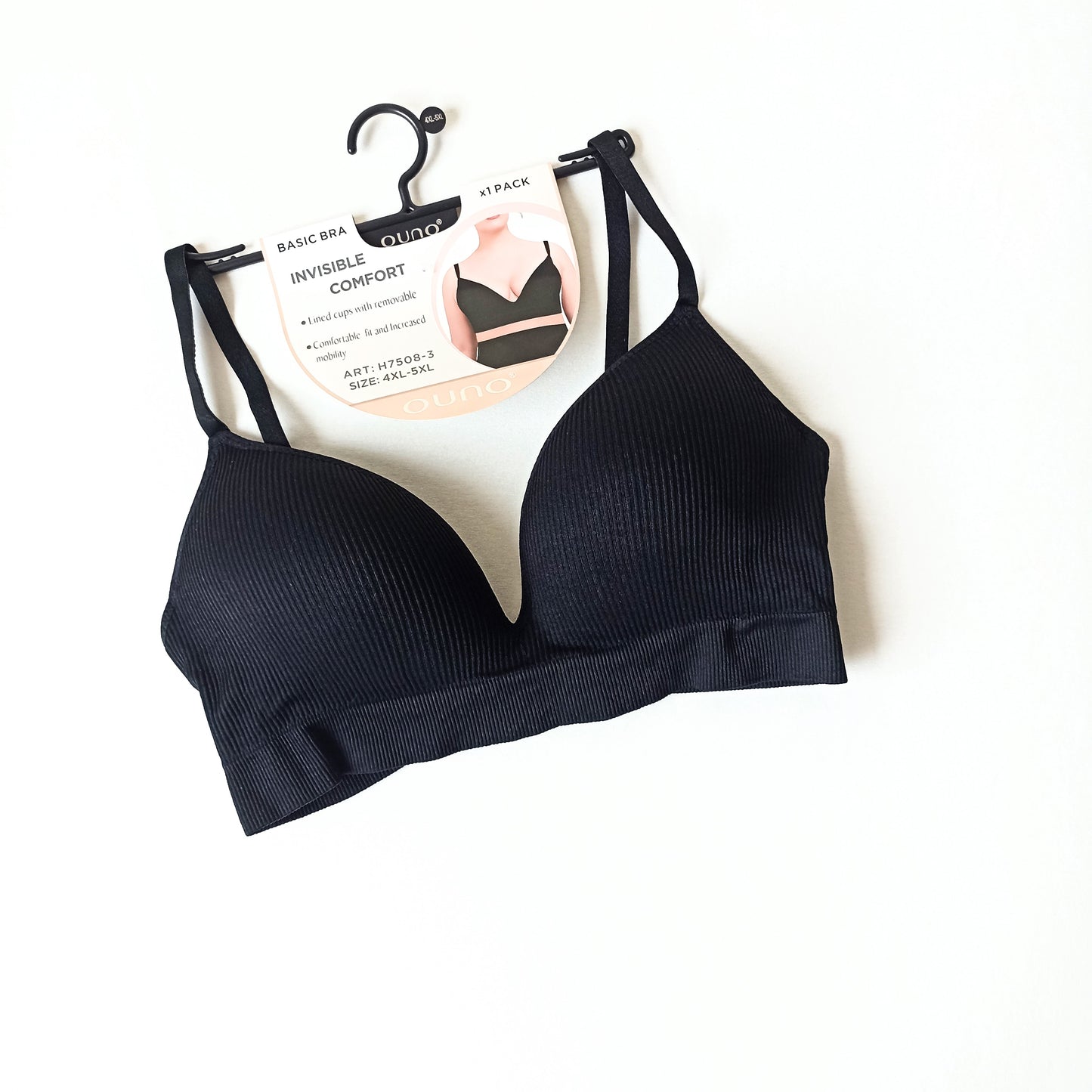 Sportinė trikotažinė liemenėlė, juoda (S-5XL)