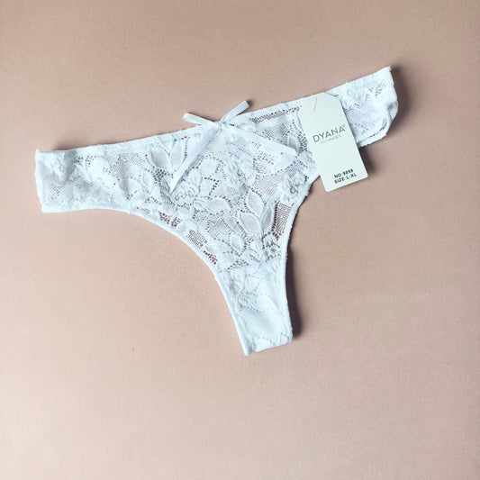 Nėriniuotos siaurikės, balta (S-XL)