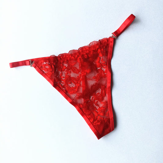 Nėriniuoti stringai, raudona (S-XL)