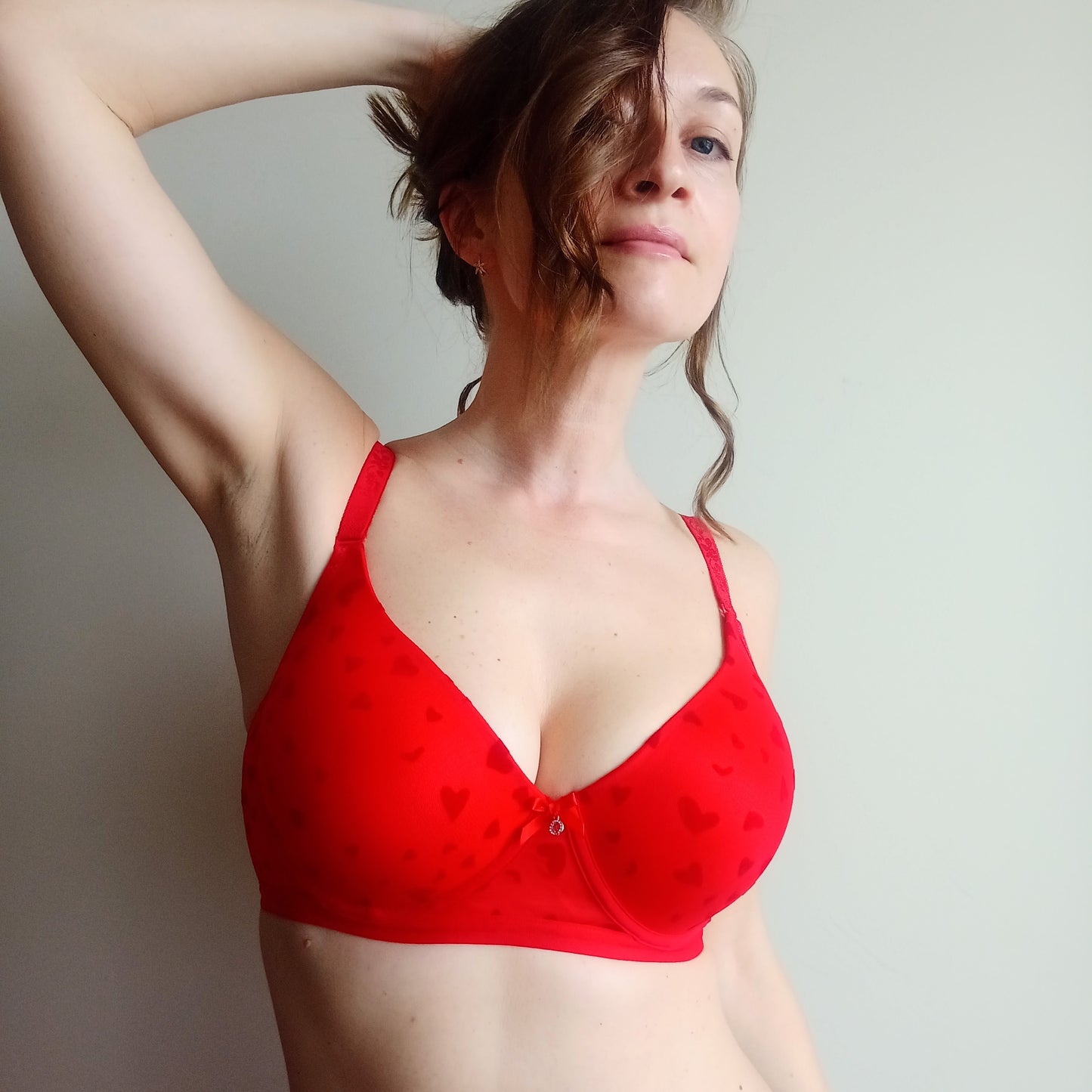 Elegantiška liemenėlė su lengvu push up ir derančios kelnaitės, raudona (85-95D/XL-XXL)