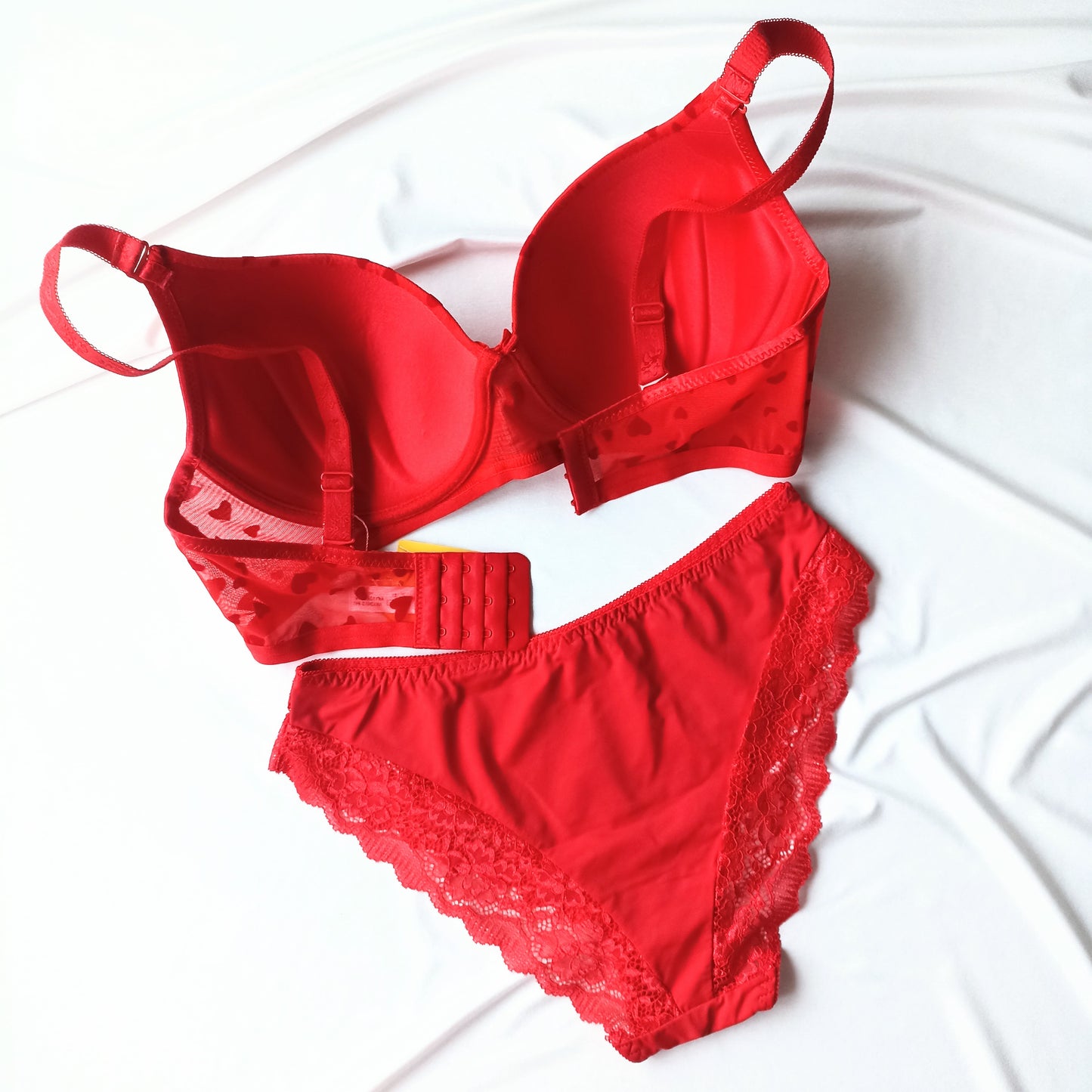 Elegantiška liemenėlė su lengvu push up ir derančios kelnaitės, raudona (85-95D/XL-XXL)
