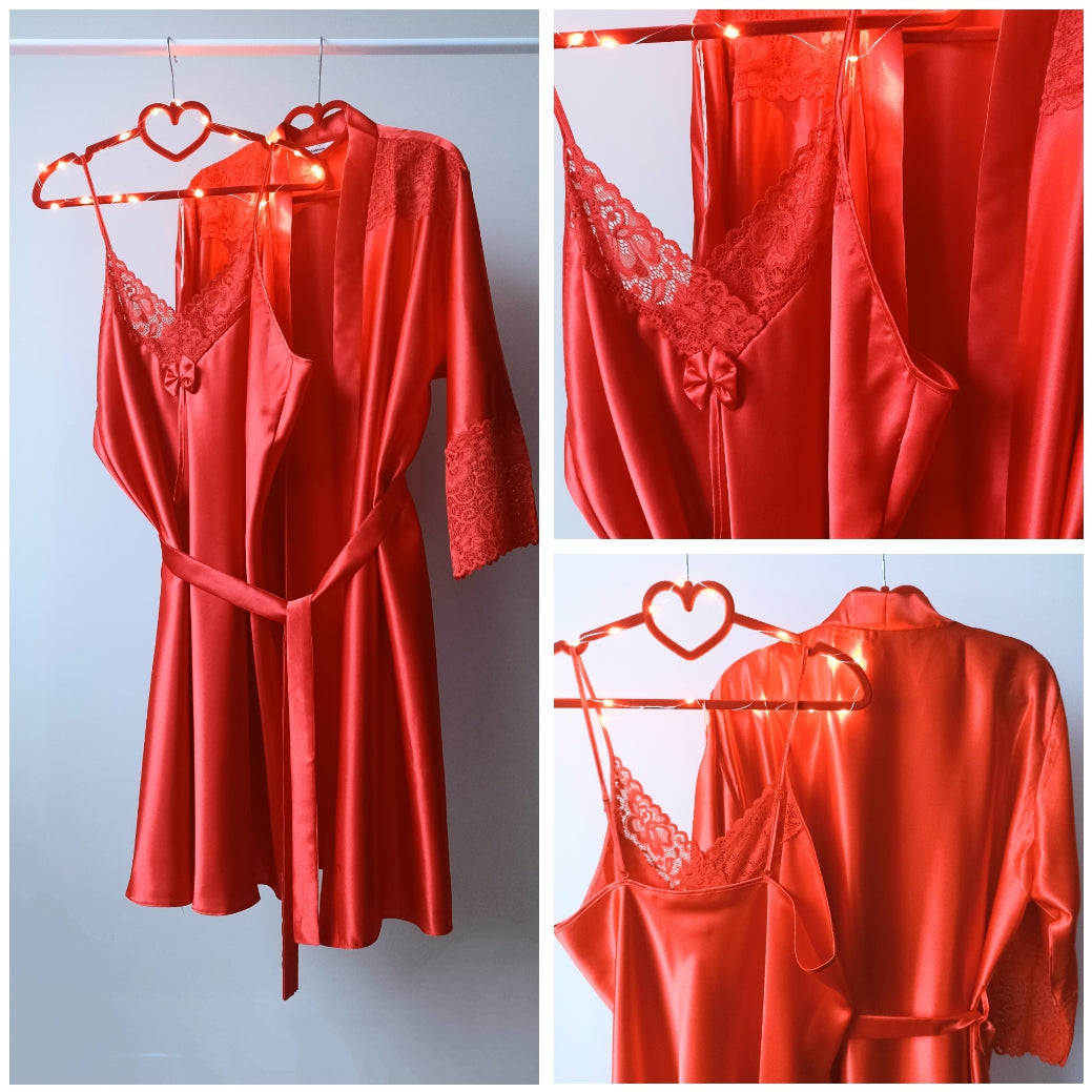 Romantiškas naktinukės ir chalato komplektas (2-3XL)