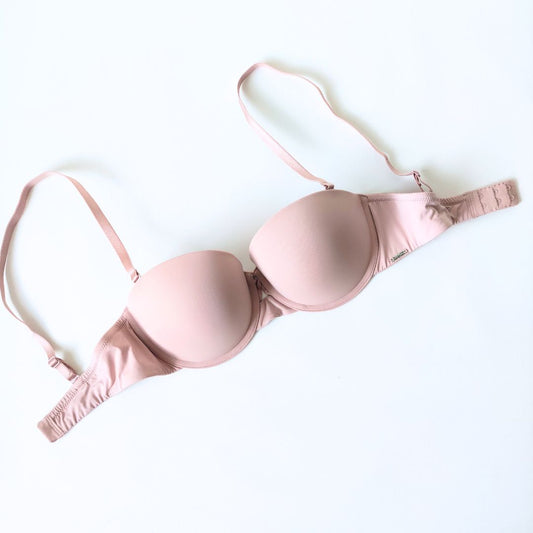 Lygi liemenėlė "balconette" su push up, pudros rausva (75-85C)
