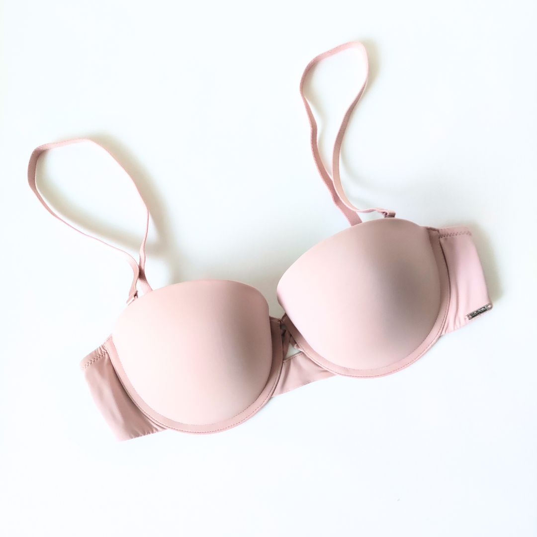 Lygi liemenėlė "balconette" su push up, pudros rausva (75-85C)