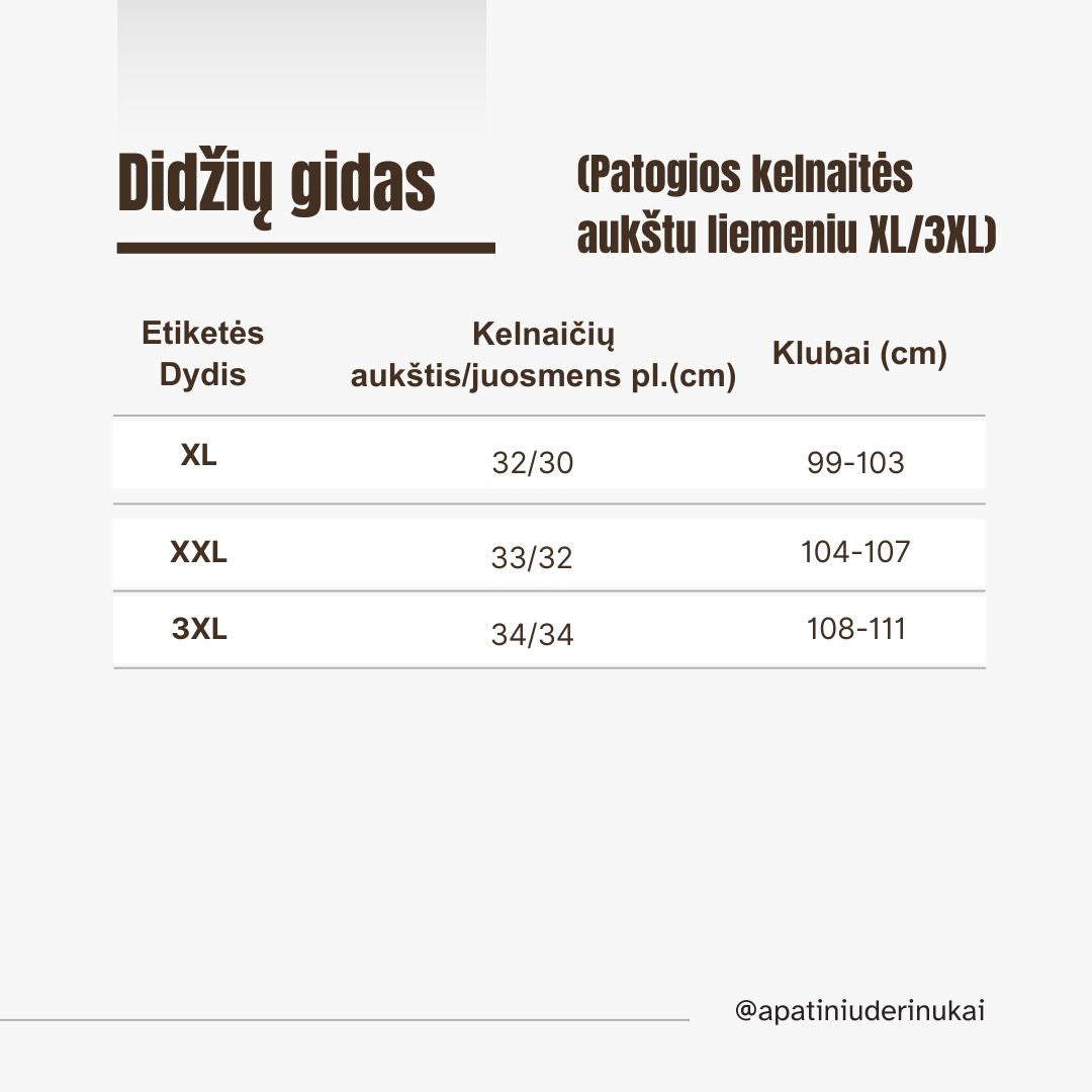 Patogios kelnaitės aukštu liemeniu (XL-3XL)