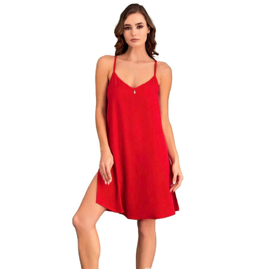 Raudoni elegantiški naktinukai su skeltukais šonuose (M-XL)