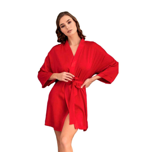 Elegantiškas šilkinis chalatas, raudona (M-XL)