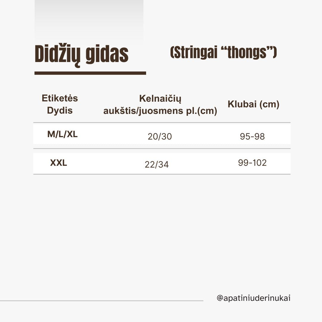 Tamprios nėriniuotos thongs siaurykės, juoda, kūno (XL-XXL)