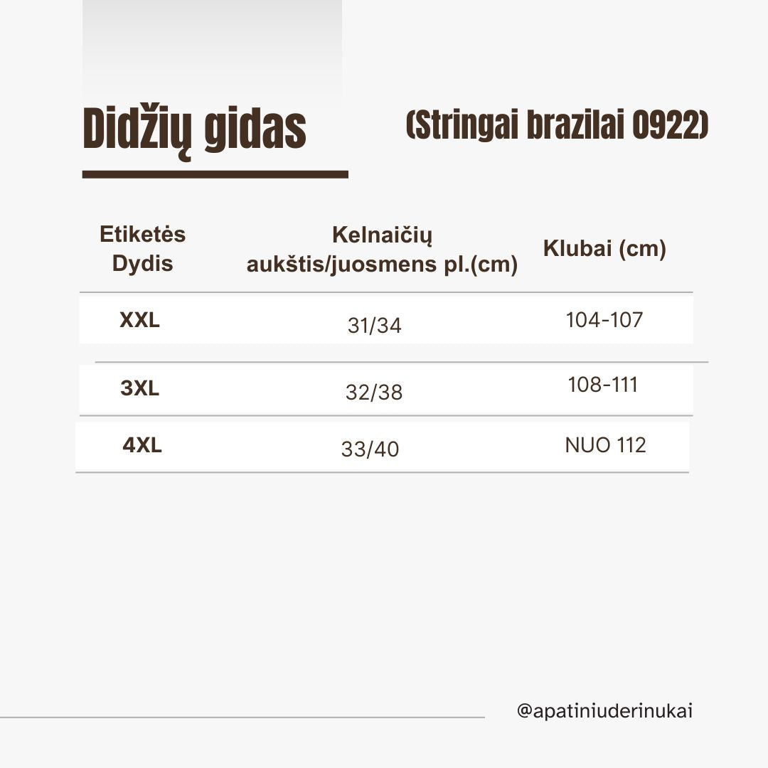 Aukšto juosmens patrauklūs stringai brazilai su nėrinais (XXL-4XL)