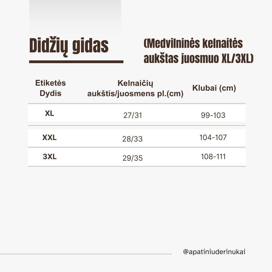Medvilninės talpios kelnaitės aukštesnio juosmens (XL-3XL)