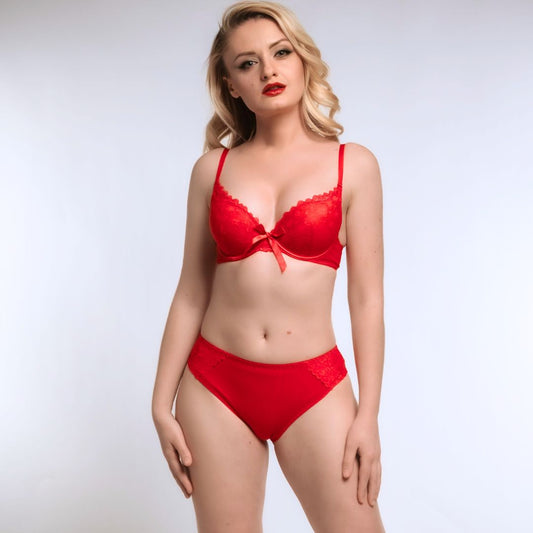 Seksualus liemenėlės ir kenaičių derinys "Lovely rose", raudona (75B-85B/S-L)