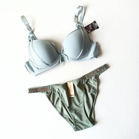 Seksuali liemenėlė ir kelnaitės "PISTACHIO" (80-85B/XL)